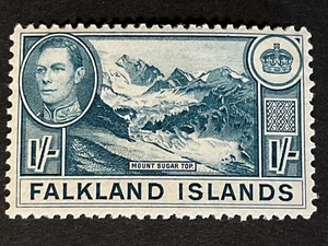 Falkland Islands stamp 1938 1/- light blue MH - Picture 1 of 2