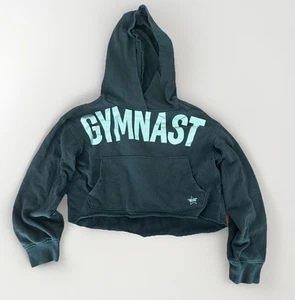 Justice Active Girls Crop Top Gymnast Hoodie Size 10 Black Sweatshirt Top - Picture 1 of 6