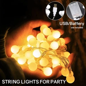 Battery LED Curtain Light Fairy String Lights Outdoor Christmas Wedding Party - Picture 1 of 14