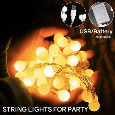 Battery LED Curtain Light Fairy String Lights Outdoor Christmas Wedding Party - Image 1 of 4