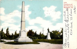 Confederate Davis Monuments Birmingham AL Undivided Back Curt Teich Postcard - Picture 1 of 2