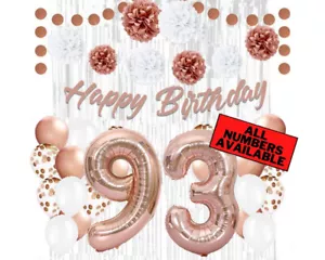 Rose Gold 93rd Birthday Decorations for Girls - 40" Number Balloons & More - Picture 1 of 5