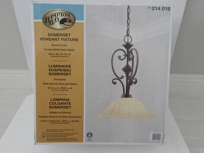 Hampton Bay 214 018 SOMERSET 1-light Pendant Fixture, Frosted Glass Bowl Bronze - Image 1 of 4