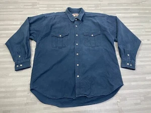 VTG Moose Creek Heavyweight Cotton Flannel Button Shirt Mens Size 2XL Blue LS - Picture 1 of 6