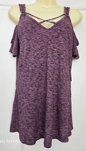 NEW Rock & Republic Women’s SZ/M Cold Shoulder Strappy Short Sleeve Top NWT - Picture 1 of 7