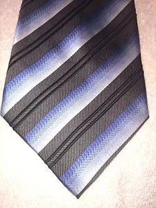 JOSEPH AND FEISS MENS TIE GRAY BLACK AND BLUE BLEND STRIPES 4 X 59 - Picture 1 of 4