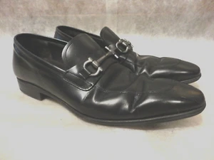 SALVATORE FERRAGAMO Black Giant Gancio Bit Gancini Horsebit Slipper Halbschuhe 6D - Bild 1 von 12