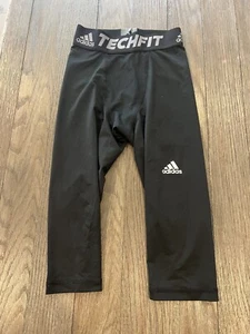 Boys Adidas Black 3/4  Tights Compression Pants Small - Picture 1 of 1