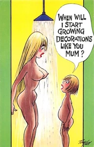 POSTCARD COMIC MOTHER BIG BOOBS DAUGHTER SHOWER GROWING DECORATIONS # 91 - Picture 1 of 2