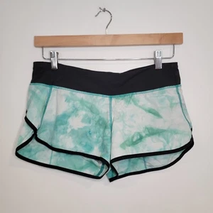 Lululemon Speed Shorts Size 8 Green White Black Spray Dye Vapor  - Picture 1 of 9