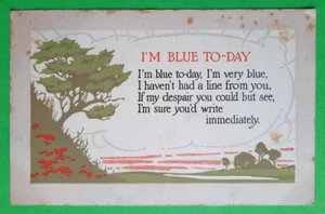 A 'Davis' Message Postcard. WW1 'I'm Blue To-day' Greetings. - Picture 1 of 2