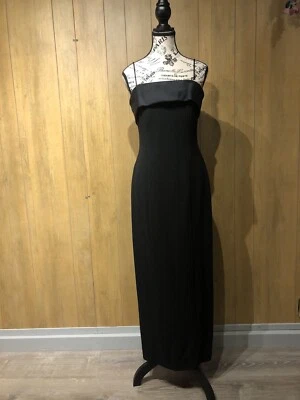 Maxi Vestido Vintage Años 90 Alex Evenings Negro Correa Espagueti Vaina Talla 6 Foto 1 de 4