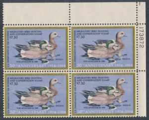 RW51 • 1984 DUCK STAMP • VG, MINT, ORIGINAL GUM, NH PLATE BLOCK $7.50 VALUE - Picture 1 of 1