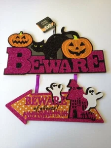 BEWARE OF THE GHOST Wall Door Hanging Sign 12" X 12" Halloween Decor - Picture 1 of 3