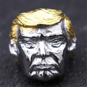 Silver Donald Trump Ring Gold US President Make America Great Again Great Leader - Picture 1 of 12