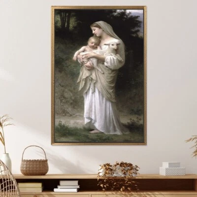 Innocence Virgin Mary Baby Jesus Lamb, Jesus Poster, William Adolphe Artwork, - Image 1 of 4