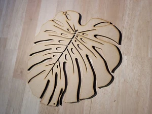 Letrero grande de madera 3D Monstera hoja de selva arte de pared puerta placa colgante sin pintar - Imagen 1 de 11