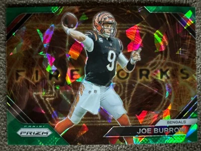 2023 Panini Prizm - Fireworks Green Ice Prizm #F-8 Joe Burrow - Image 1 of 3