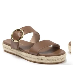 $330 STUART WEITZMAN Mykonos Two Strap Leather Sandal ESPADRILLE TAN 6 (TC18) - Picture 1 of 7