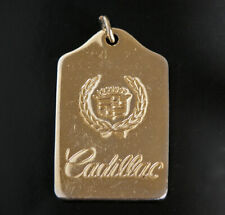 Vtg Cadillac Logo Leather Key Chain Retro Car Brass Keychain 