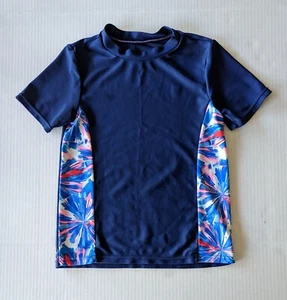 Kid's Speedo UPF 50+ Navy Short Sleeve Splice Design Rash Guard Top Size: Small - Picture 1 of 5