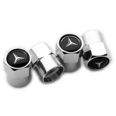 4pcs Hex Fit Mercedes-Benz Car Wheels Tire Air Valve Caps Stem Dust Cover Silver - Image 1 of 4