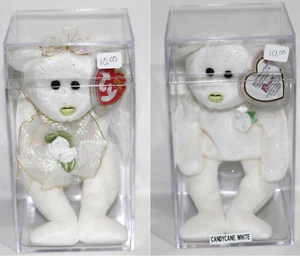 2003 8.5" TY BEANIE BABY BABIES HIS & HERS WEDDING BRIDE GROOM BEAR MWMTs + CASE - Picture 1 of 3