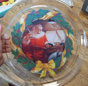 1997 Coca-Cola Christmas Platter Indiana Glass Coca Cola Santa Holiday Plate NEW - Picture 1 of 14