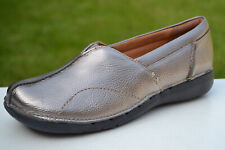 Clarks Ladies Flat Shoes UN LOOP STRIDE Pebble Metallic UK 6.5 / EU 40