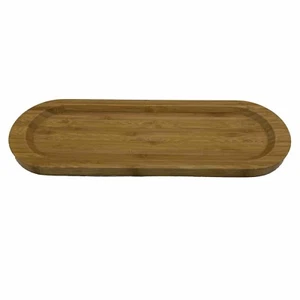 PAMPERED CHEF Bamboo Serving Board Cracker Bread Cheese 15" Oval Wooden Tray - Picture 1 of 8