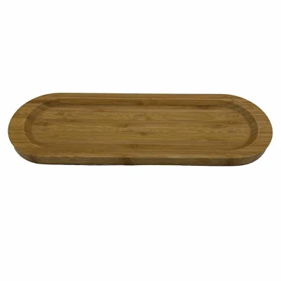 PAMPERED CHEF Bamboo Serving Board Cracker Bread Cheese 15" Oval Wooden Tray - Image 1 of 4
