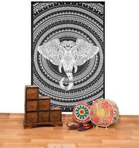 Tagesdecke Wandbehang Deko Tuch Elefant Mandala Goa Indisch Boho  ca 135x 200cm 