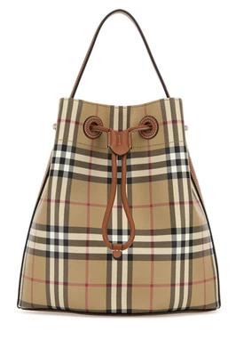 Bolso Bucket BURBERRY Check Beige Bordado Lona Nuevo Foto 1 de 4