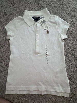 NWT Girls Ralph Lauren Polo White Shirt Top Size Small 7 - Image 1 of 2