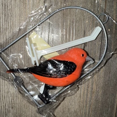 Realistic Scarlet Tanager Bird Sound Singing Chirping Motion Activated & Perch - Image 1 of 2