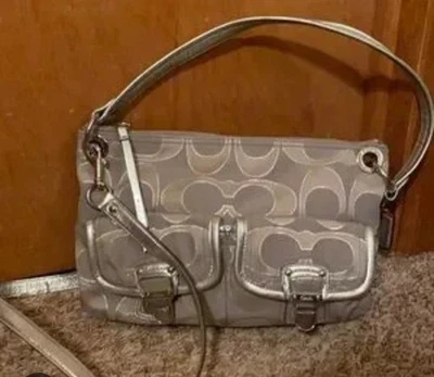 Bolso Mensajero Coach Poppy Daisy Plateado Dorado Satén Interior Rosa  Foto 1 de 4