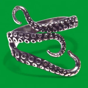 ANILLO TENTÁCULOS PULPO Plata Antigua Steampunk Náutico Cthulhu Ajustable 6B - Imagen 1 de 4