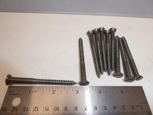 #14 x 3" Flat Head Steel Slotted Wood Screw VINTAGE! USA made! NEW! Qty of 10 - Picture 1 of 3