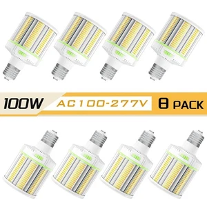 8 Pack LED Corn Light 100W Warehouse Workshop High Bay Bulbs Adjustable CCT E39 - Picture 1 of 14