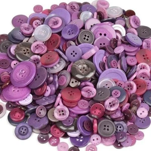 50 Resin Buttons Colorful Purples Jewelry Making Sewing Supplies Assorted Lot - Picture 1 of 1