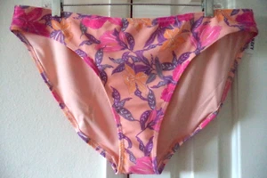 Peach Purple Pink Tropical Floral Bathing Swim Suit Bikini Bottom 2X 18 20 XXL - Picture 1 of 4