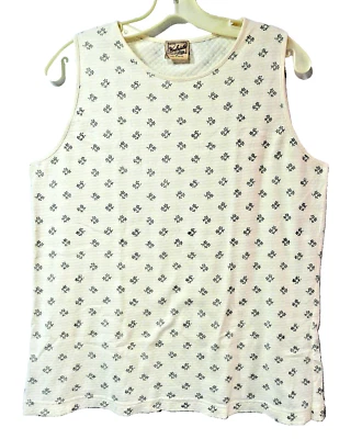 Woolrich Mujer Texturizado Amarillo Floral Algodón Estampado-Sin Mangas-Cuello Redondo/Mediano Foto 1 de 4