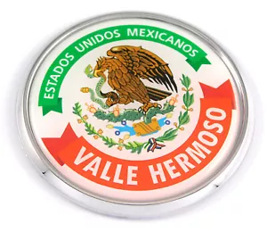 Valle Hermoso Mexico Mexican State 2.75" Car Chrome Round Emblem Decal 3D badge - Foto 1 di 6
