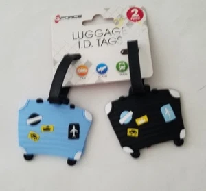 GForce Brand 2 Piece Light Blue & Black Luggage ID Suitcases Address Tag - Picture 1 of 4