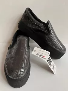 Superga silver leather platform slip ons 36 NEW - Picture 1 of 20