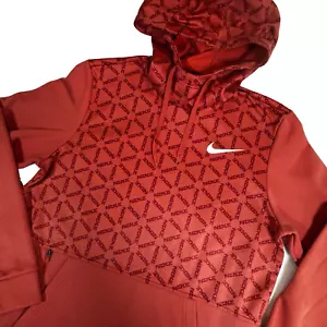 Nike Therma-Fit Felpa con Cappuccio Uomo Media Rossa Stampa All Over Foderata in Pile Tasche - Foto 1 di 9