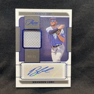 BRANDON LOWE 2022 PANINI THREE AND TWO FULL COUNT BLUE PATCH AUTO 3/32 - Picture 1 of 3