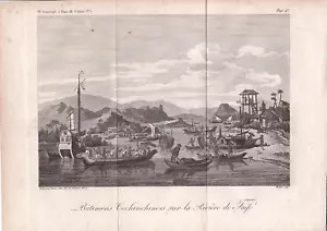 Bâtiments Cochinchinois rivière de Faifo Vietnam Indochine Voyage Barrow 1807 - Picture 1 of 2