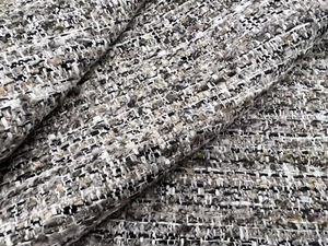 Clarke & Clarke Mingled Boucle Tweed Fabric- Pierre / Charcoal 1.45 yds F1389/03 - Picture 1 of 4
