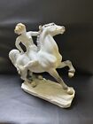 Large Signed Herend Nude Amazon On Horse Porcelain Statue